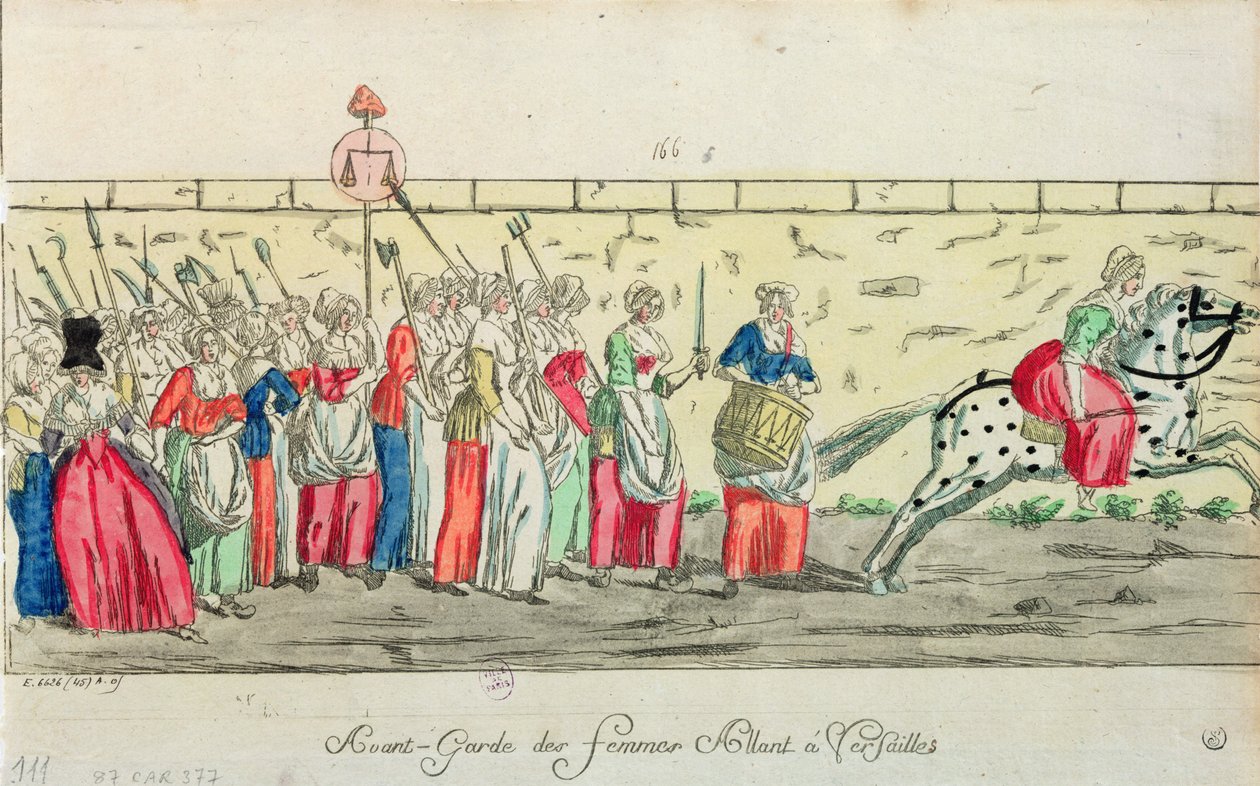 Přední stráž žen jedoucích do Versailles 5. října 1789 od French School