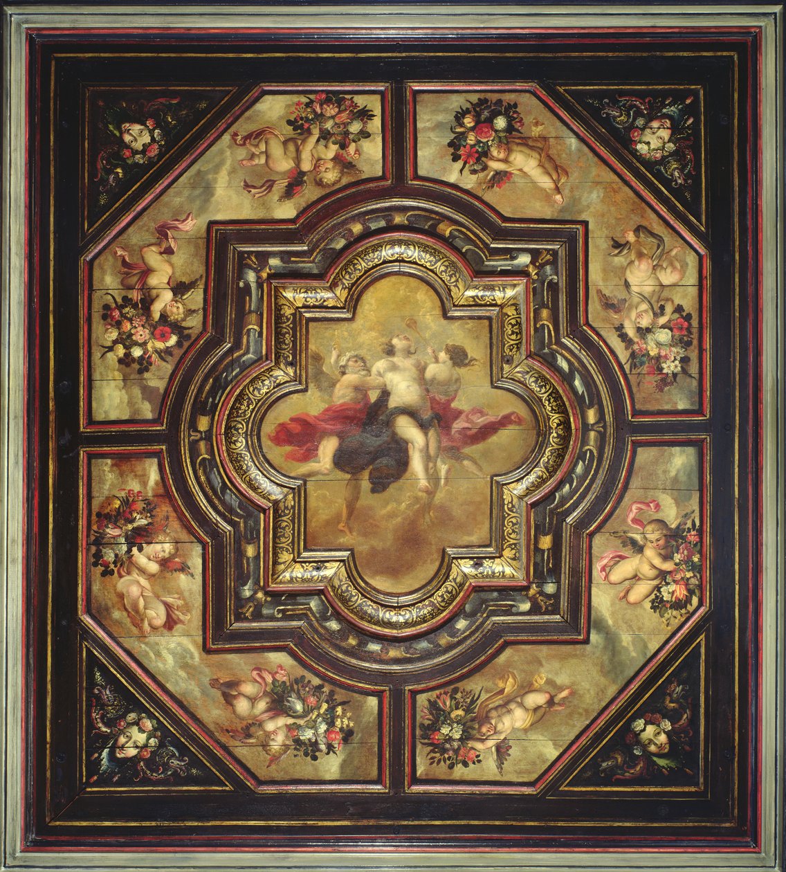Alegorie pravdy, malý stropní panel (olej na dřevě) od French School