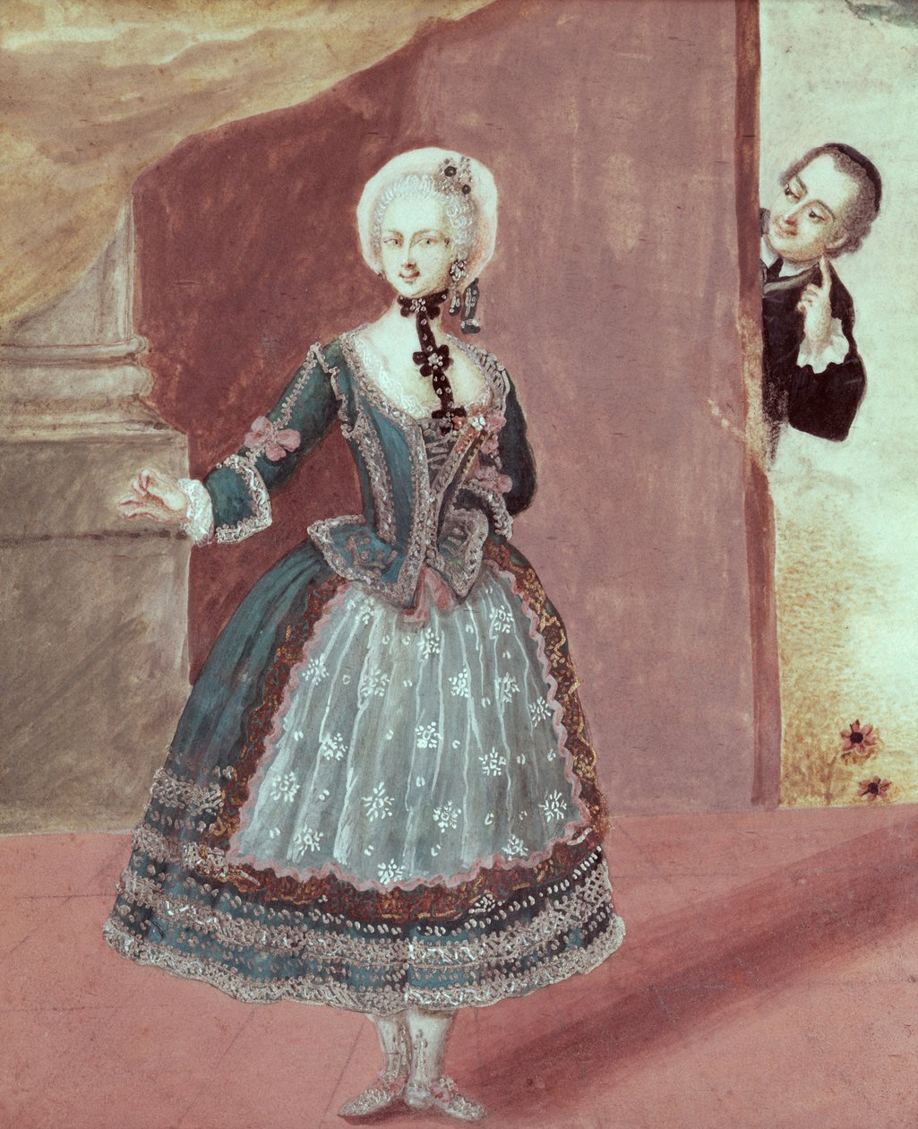 Herečka v roli Rosine ve filmu Lazebník sevillský od Pierre-Augustin Caron de Beaumarchais (1732-99) od French School