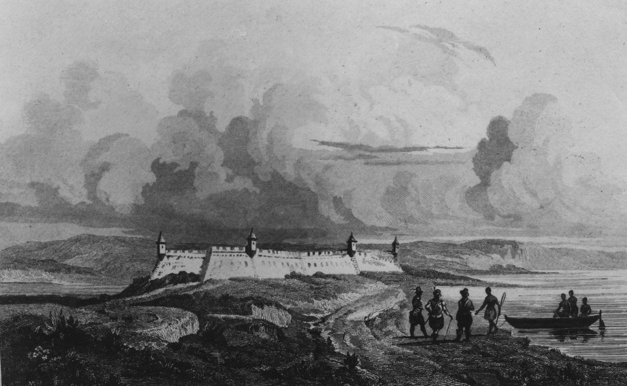 Starověká pevnost na Rio-Grande, z „Bresil, Colombie et Guayanese“ od Ferdinanda Denise a Cesara Famina 1837 od French School