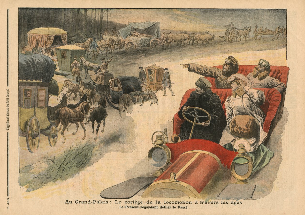 V Grand Palais, historie pohybu v průběhu věků, ilustrace z 