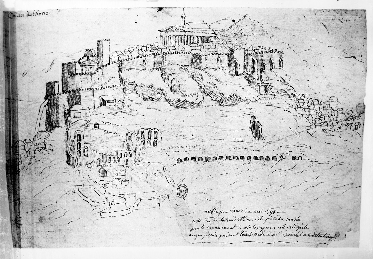 Atény, 1791 (kresba perem a tuší) od French School