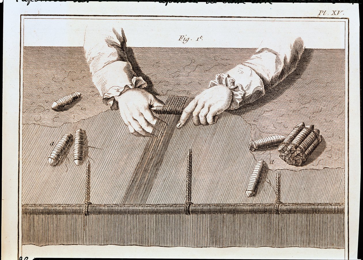 Technika Basse-Lisse v gobelinové manufaktuře, ilustrace z Encyklopedie Denise Diderota (1713-84) 1751-72 od French School