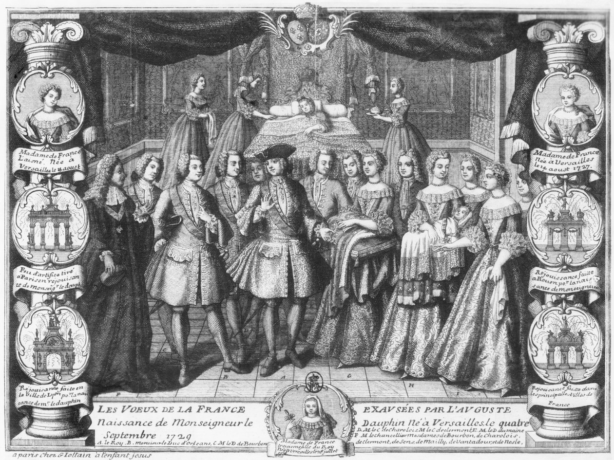 Narození Ludvíka, francouzského dauphina, syna Ludvíka XV., 4. září 1729 od French School