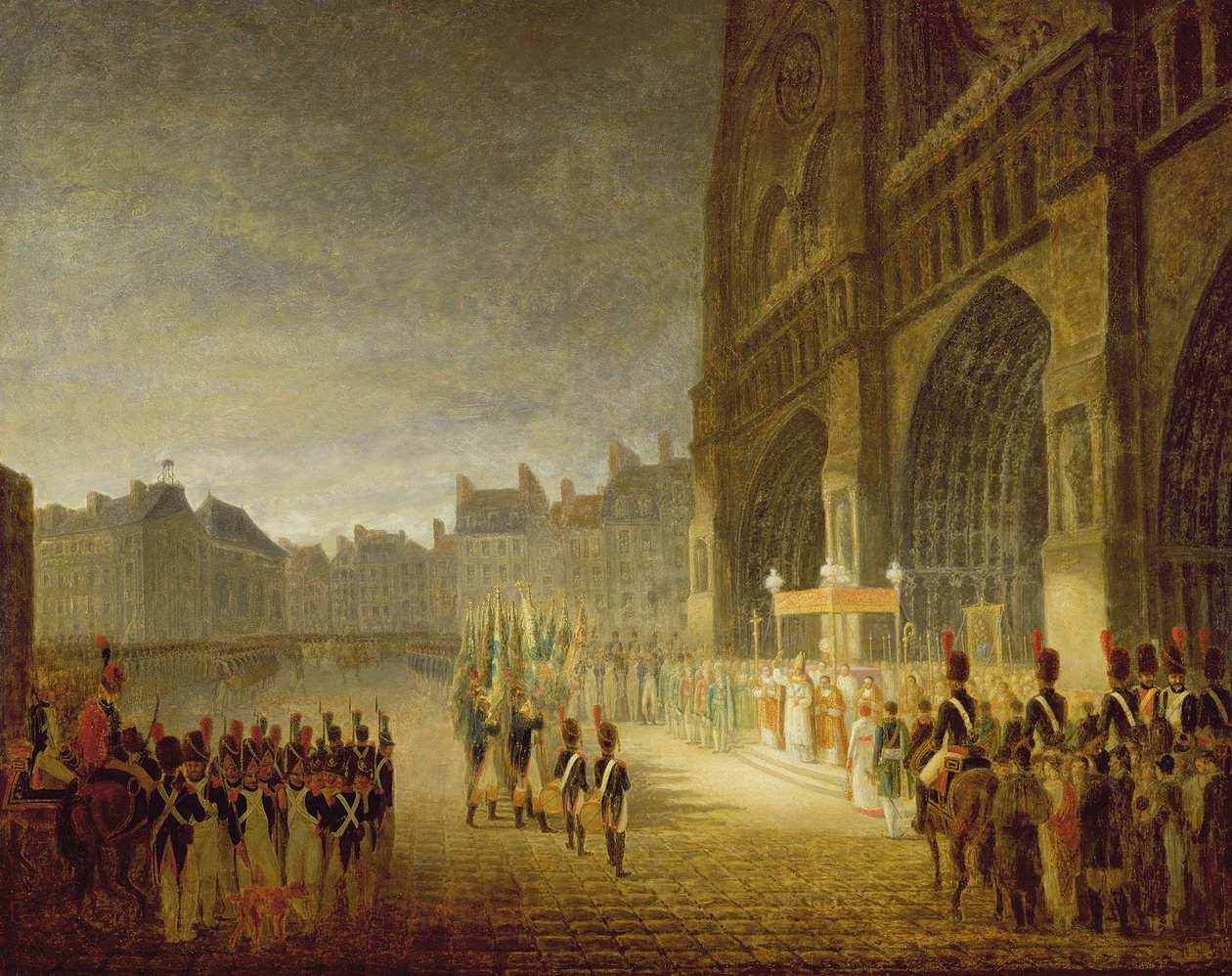 Žehnání vlajek před Notre-Dame v roce 1804 od French School