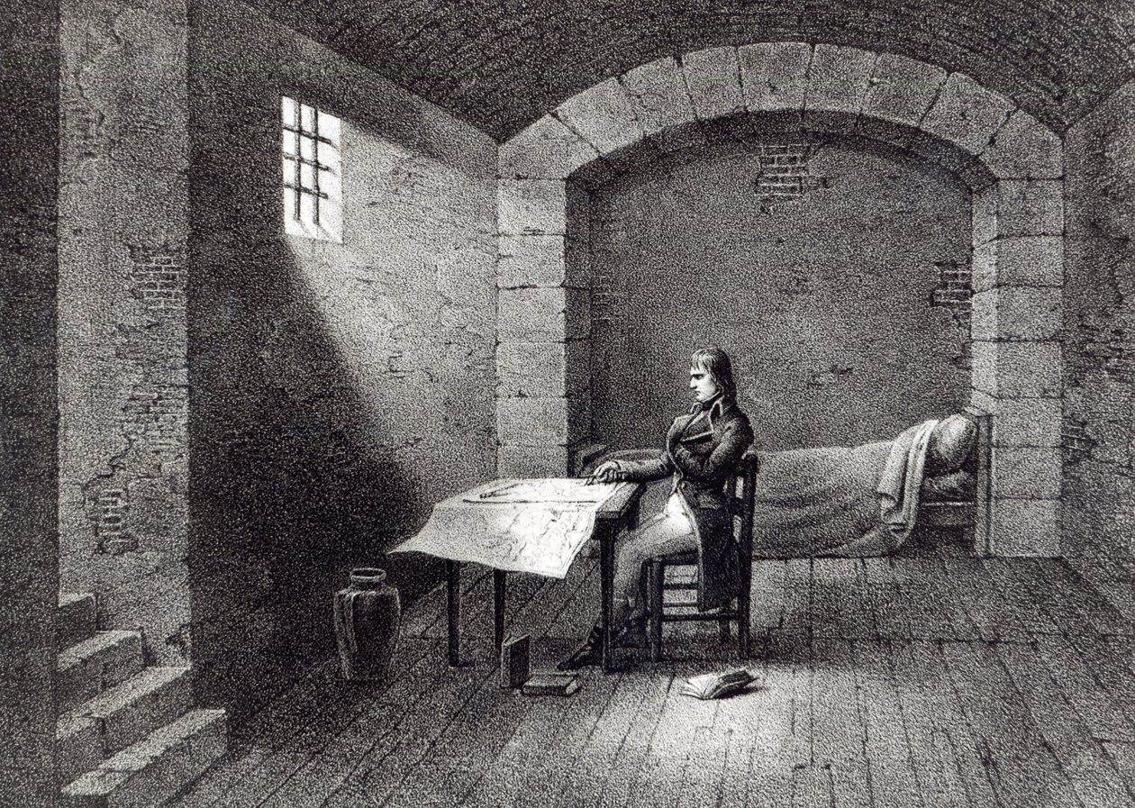 Brigádní generál Bonaparte ve vězení ve Fort Carre v Nice, vyrytý Jean-Baptiste Jobard (1792-1861) od French School