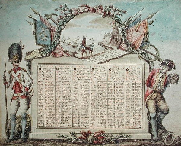 Kalendář na rok 1780 od French School