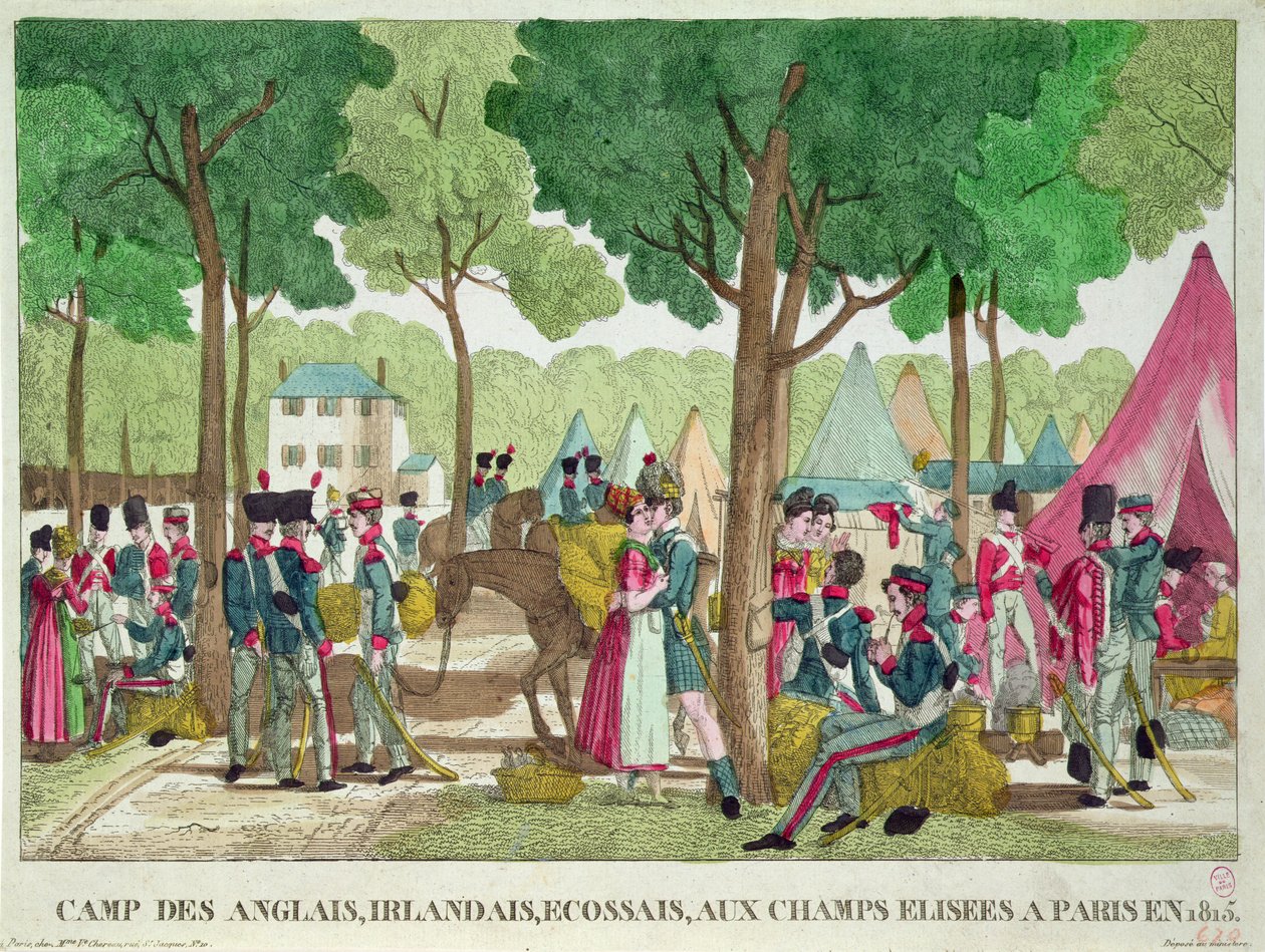 Tábor anglických, irských a skotských vojáků na Champs-Elysées v roce 1815 od French School