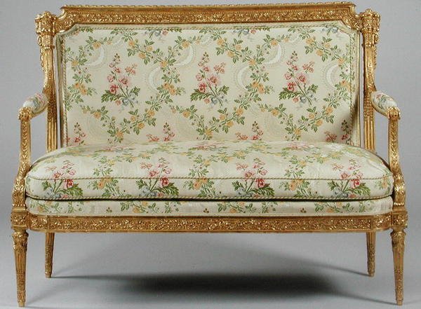 Canape z nábytku Suite of Louis XVI ražený Delaisementem, kolem roku 1780 (vyřezávané zlacené dřevo a čalounění) (viz 222394) od French School