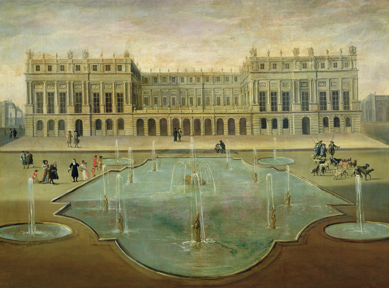 Zámek Versailles ze zahradní strany, před rokem 1678 od French School