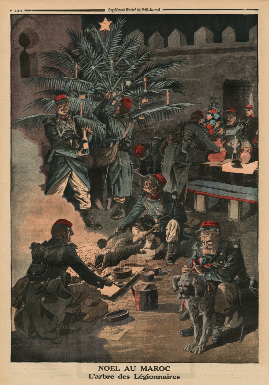 Vánoce v Maroku, vánoční strom legionářů, ilustrace zadní obálky z 