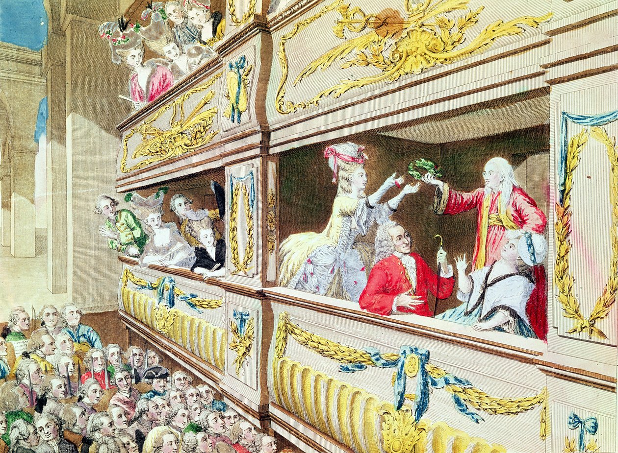 Korunovace Voltaira v Theater Francais, 1778 od French School