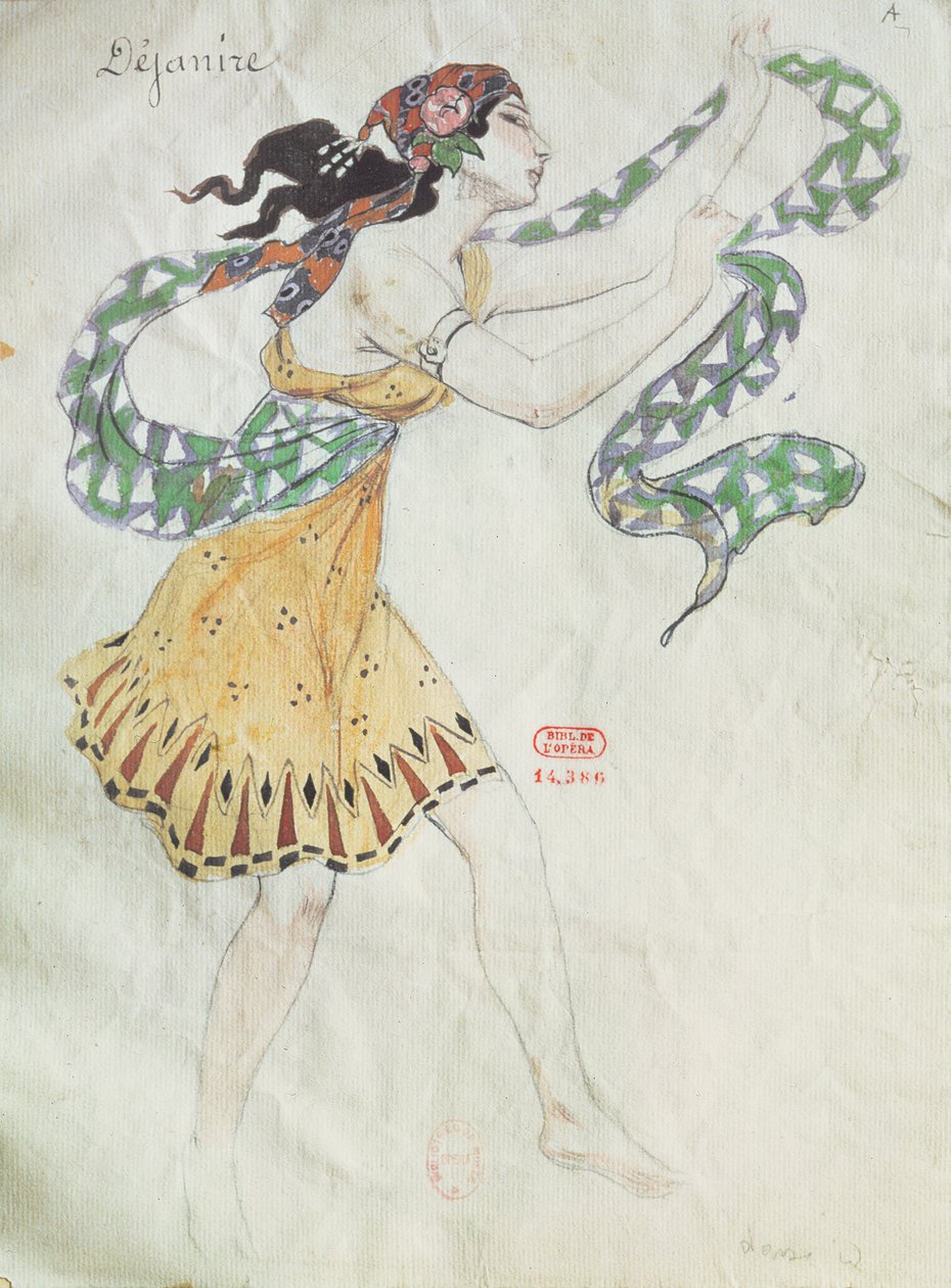 Kostýmní návrh pro Delilah z opery „Samson a Dalila“ od Charlese Camille Saint-Saense (1835-1921) od French School
