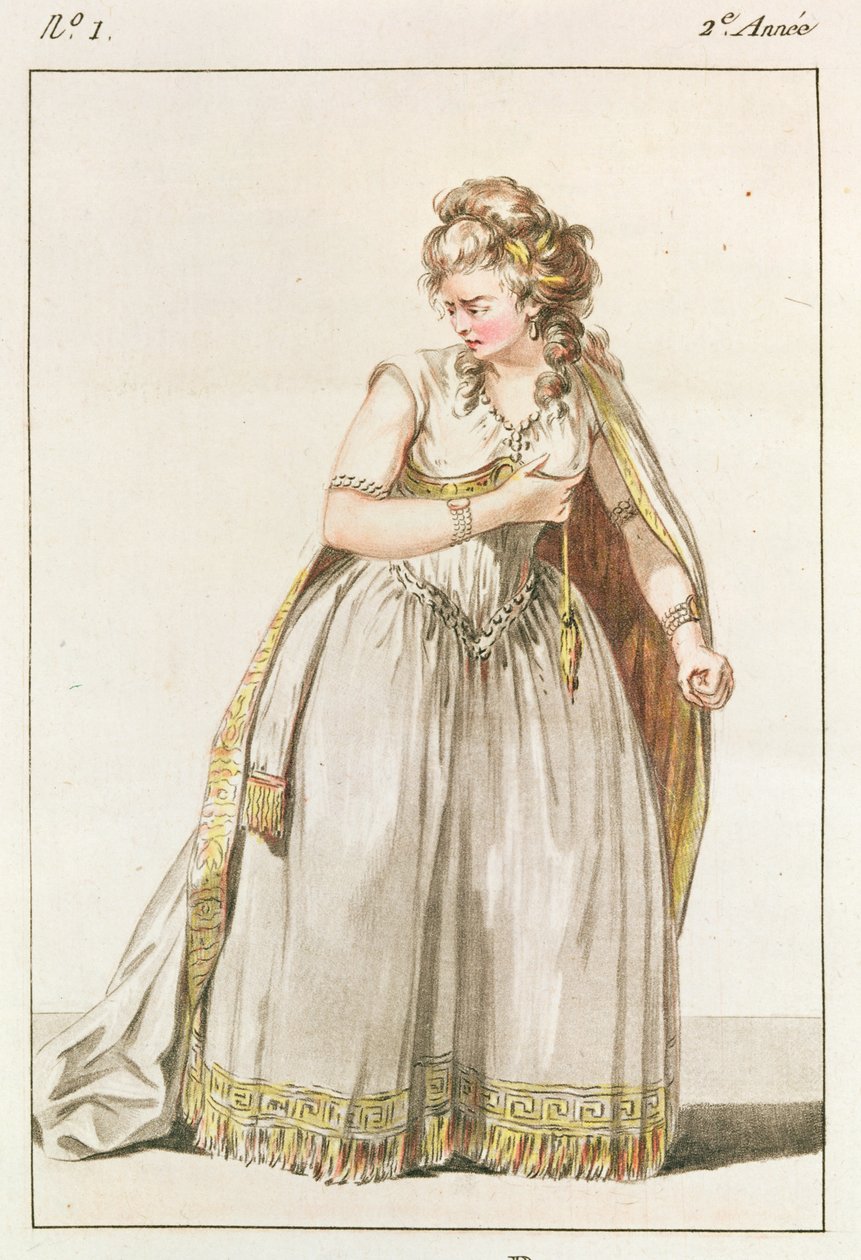 Kostým Madame Vestris v roli Pauline v Polyeucte, dějství IV, 1786 od French School
