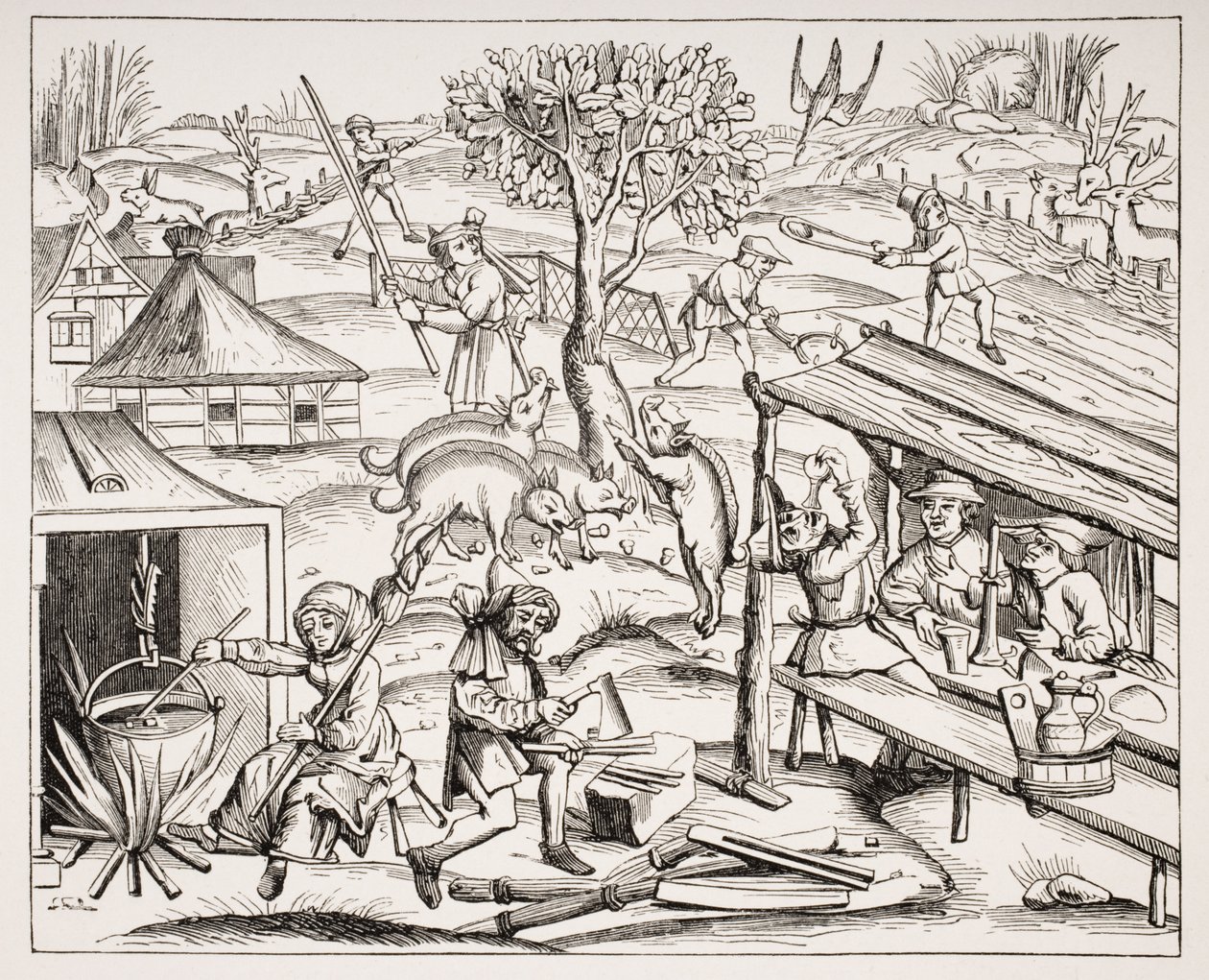 Country Life, podle dřevorytu ve foliovém vydání Virgin, vydané v Lyonu, 1517, z „Le Moyen Age et La Renaissance“ od Paula Lacroixe (1806-84) vydaného 1847 od French School