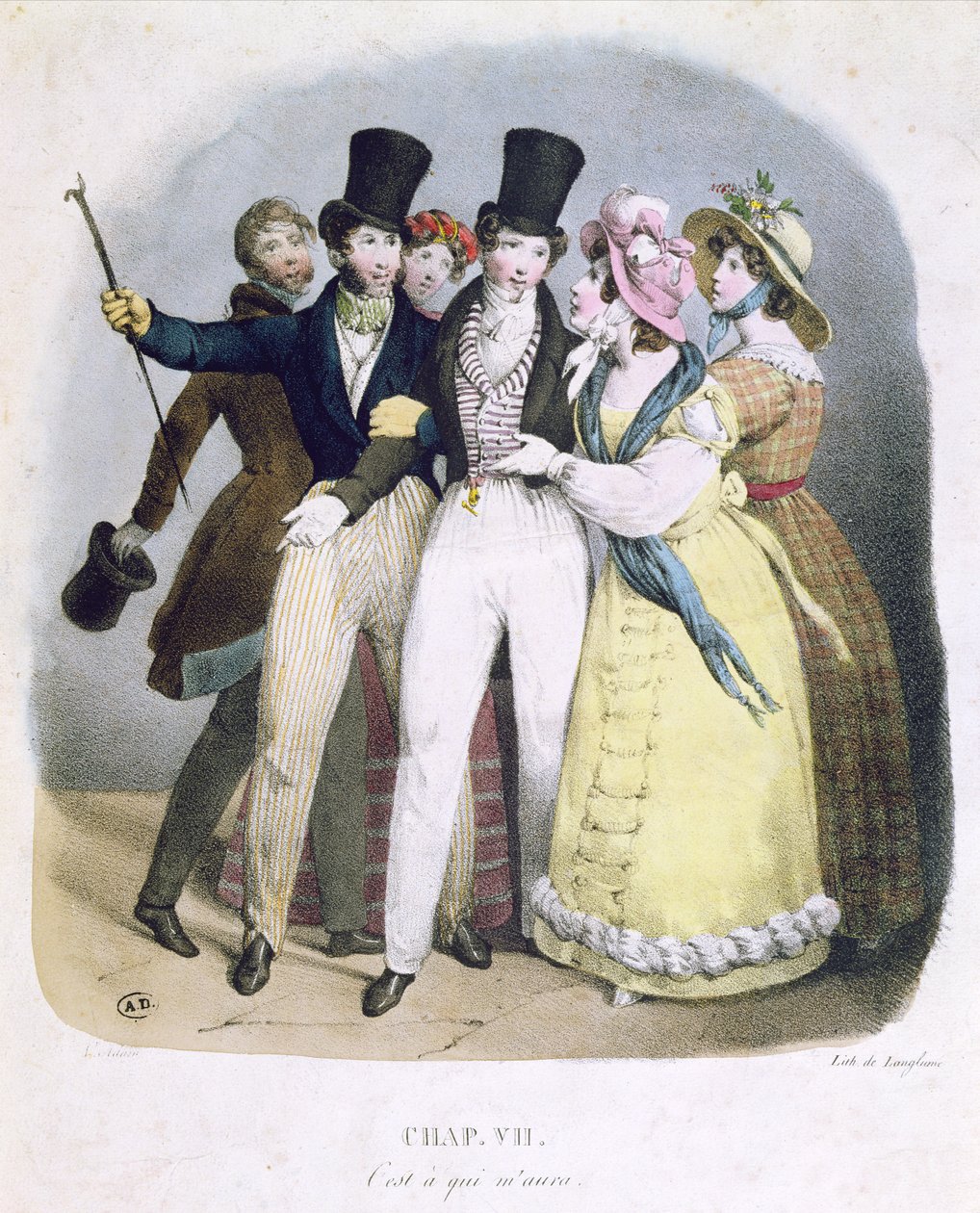 Dandy s obdivovateli, kolem 1830 od French School