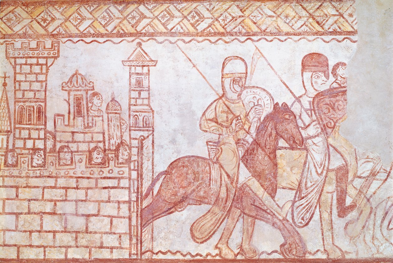 Odchod křižáků v roce 1163 ze syrského hradu Krak des Chevaliers do bitvy u Bocquée od French School