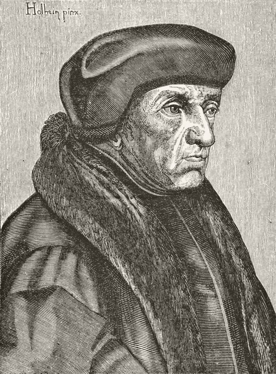 Desiderius Erasmus, z „Vědy a literatury ve středověku“ od Paula Lacroixe (1806-84), vydáno v Londýně 1878 od French School