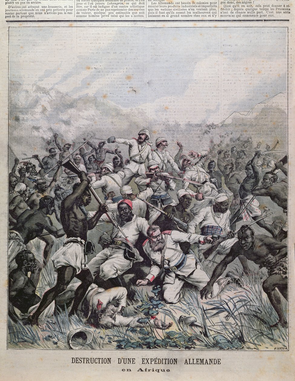 Ilustrace na obálce Zničení německé expedice v Africe z Le Petit Journal, 1891 od French School
