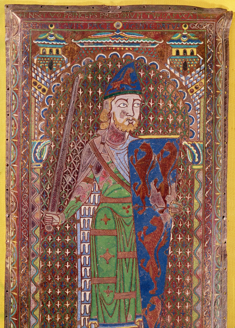 Detail náhrobní desky Geoffreye Plantageneta, c.1151-55 (smalt na zlacené mědi) (viz také 179331) od French School