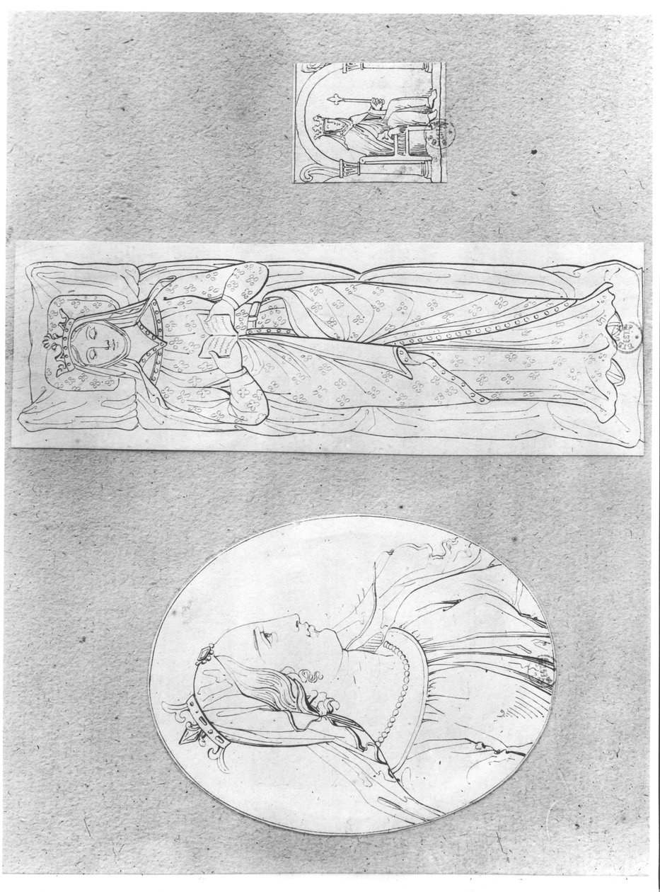 Eleonora Akvitánie (asi 1122-1204): Portrét v profilu, ležící a na svém trůnu (viz také 155489 a 158140) od French School