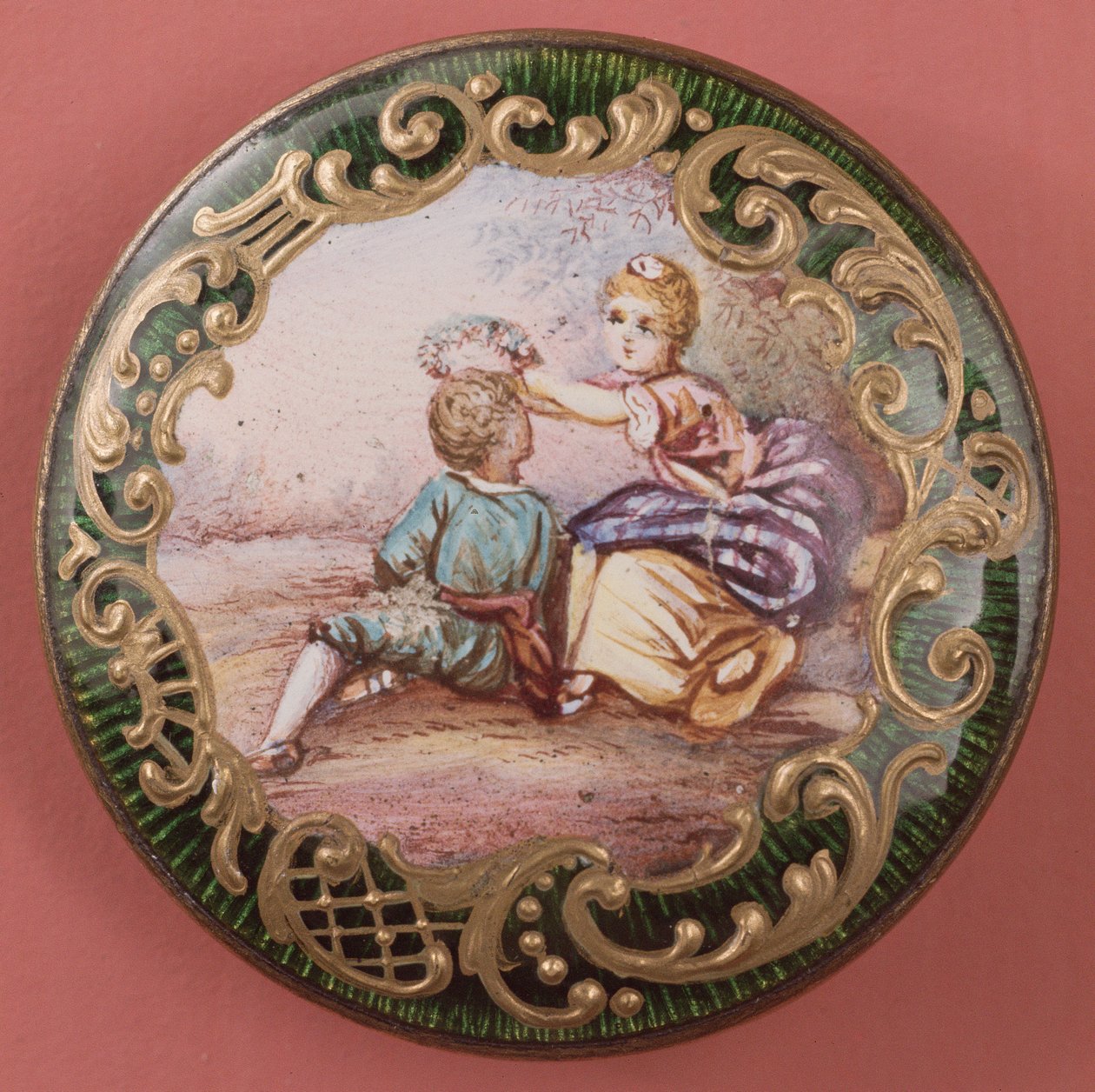 Smaltovaný a zlacený knoflík, francouzský, polovina 19. století od French School