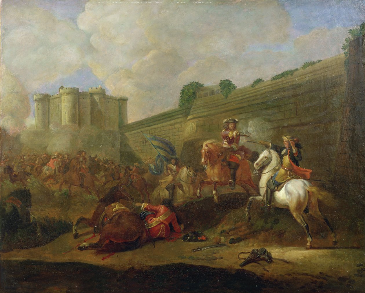 Epizoda Frondy ve Faubourg Saint-Antoine u hradeb Bastille, kolem roku 1648 od French School