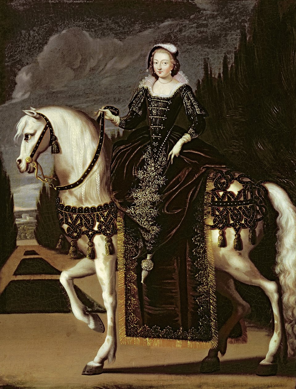 Jezdecký portrét Marie de Medici (1573-1642) od French School