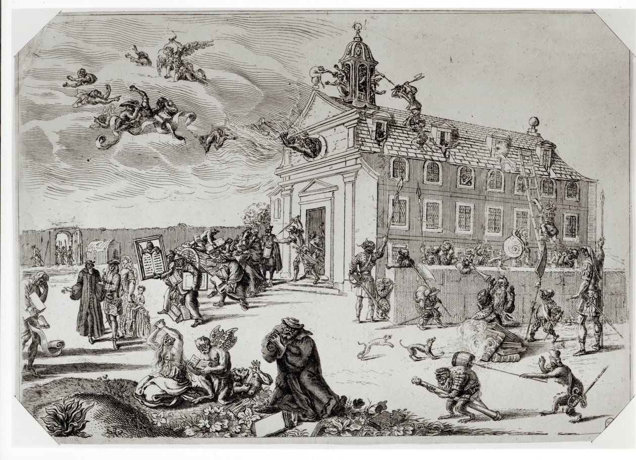 Požár v chrámu Charenton, kolem roku 1685 od French School