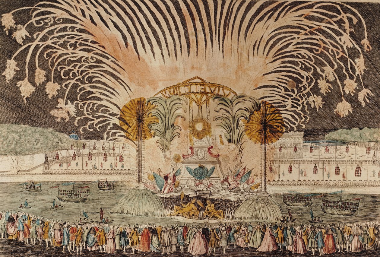 Ohňostroj na náměstí Ludvíka XV. u příležitosti posvěcení jezdecké sochy krále, 20. června 1763 (viz také 265480) od French School