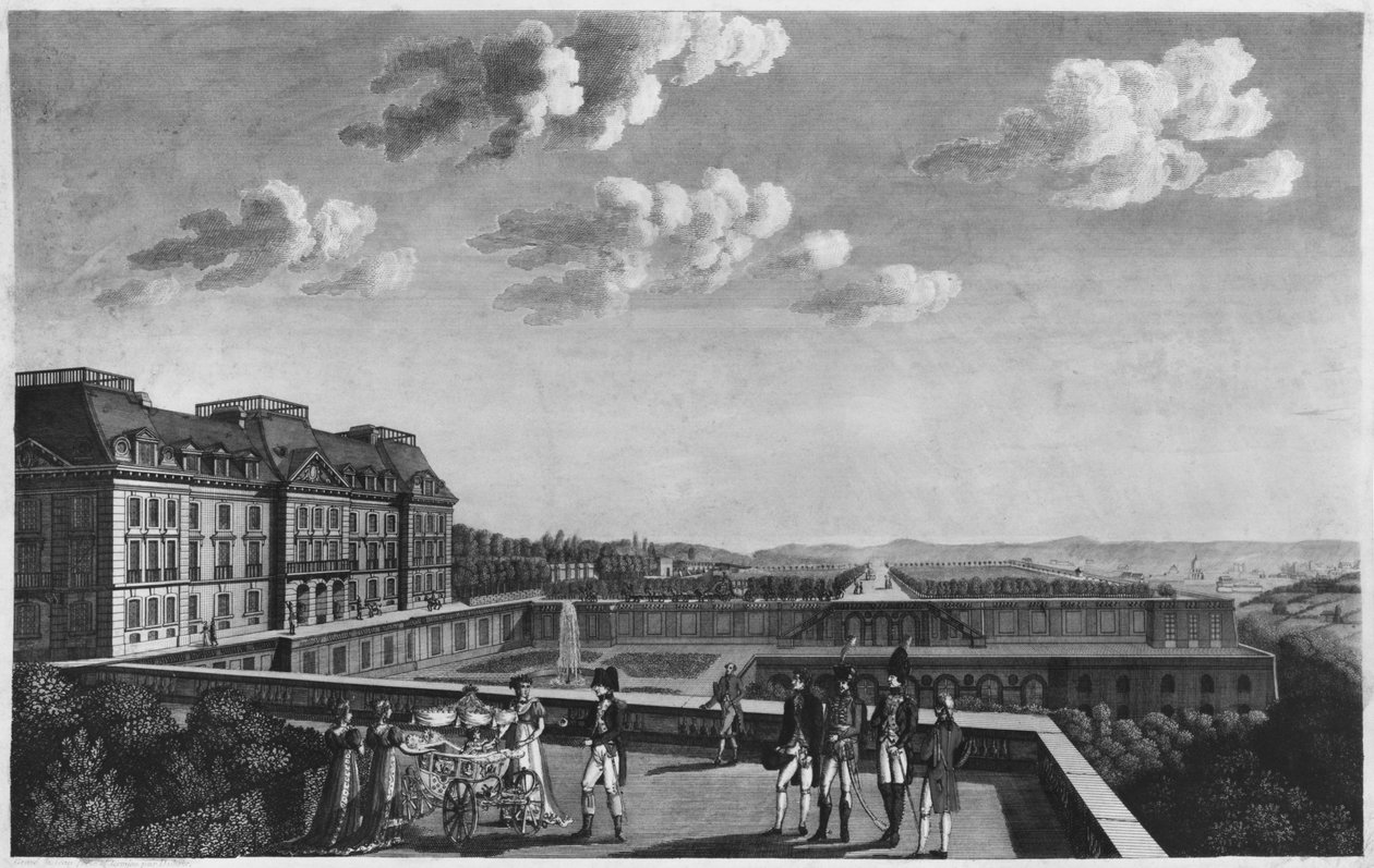 První kroky římského krále na terase Saint-Cloud, vyryté Duboisem od French School