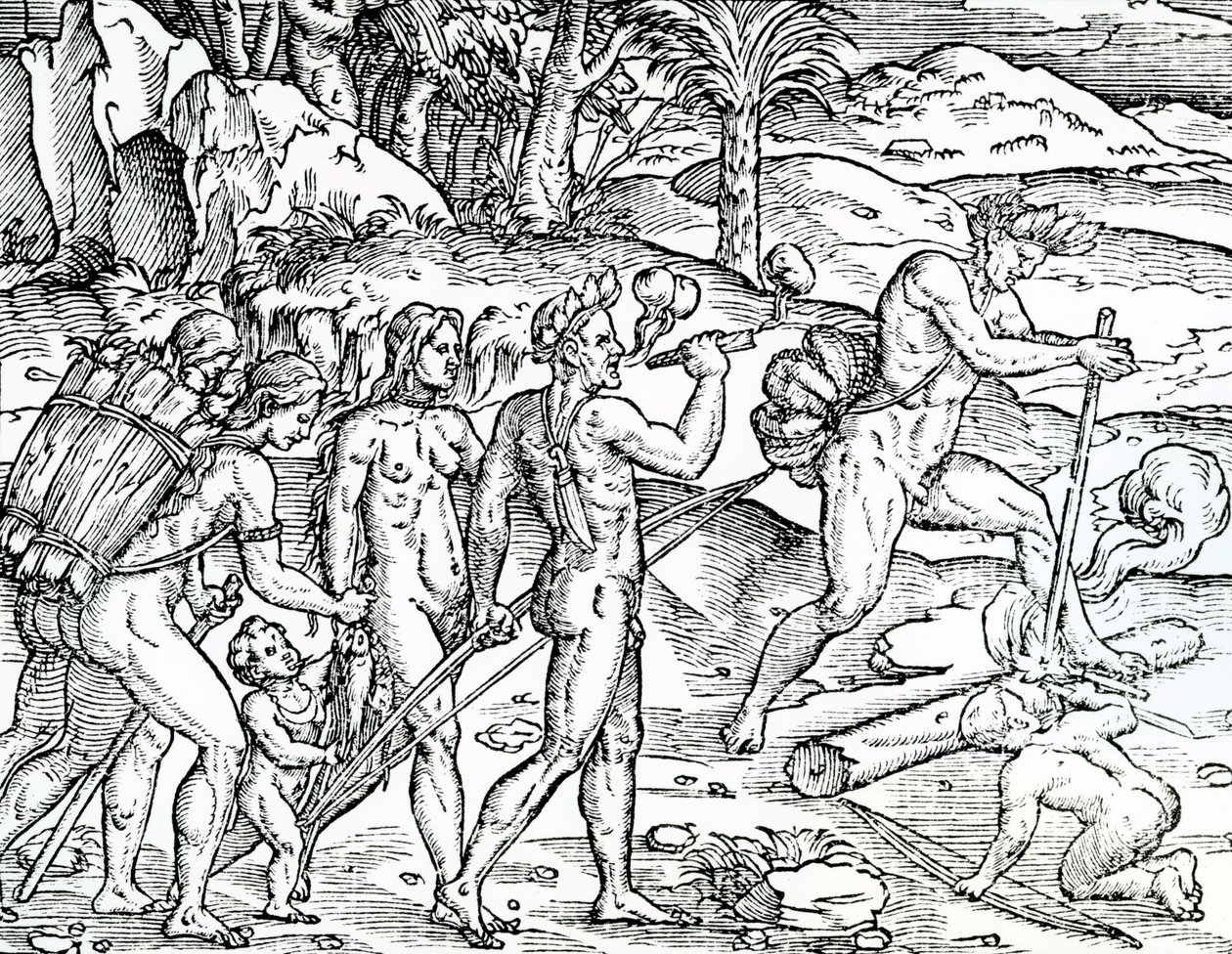 Rybářská scéna, Brazílie, ilustrace z Singularities of France Antarctica, Andre de Thevet, 1558 od French School