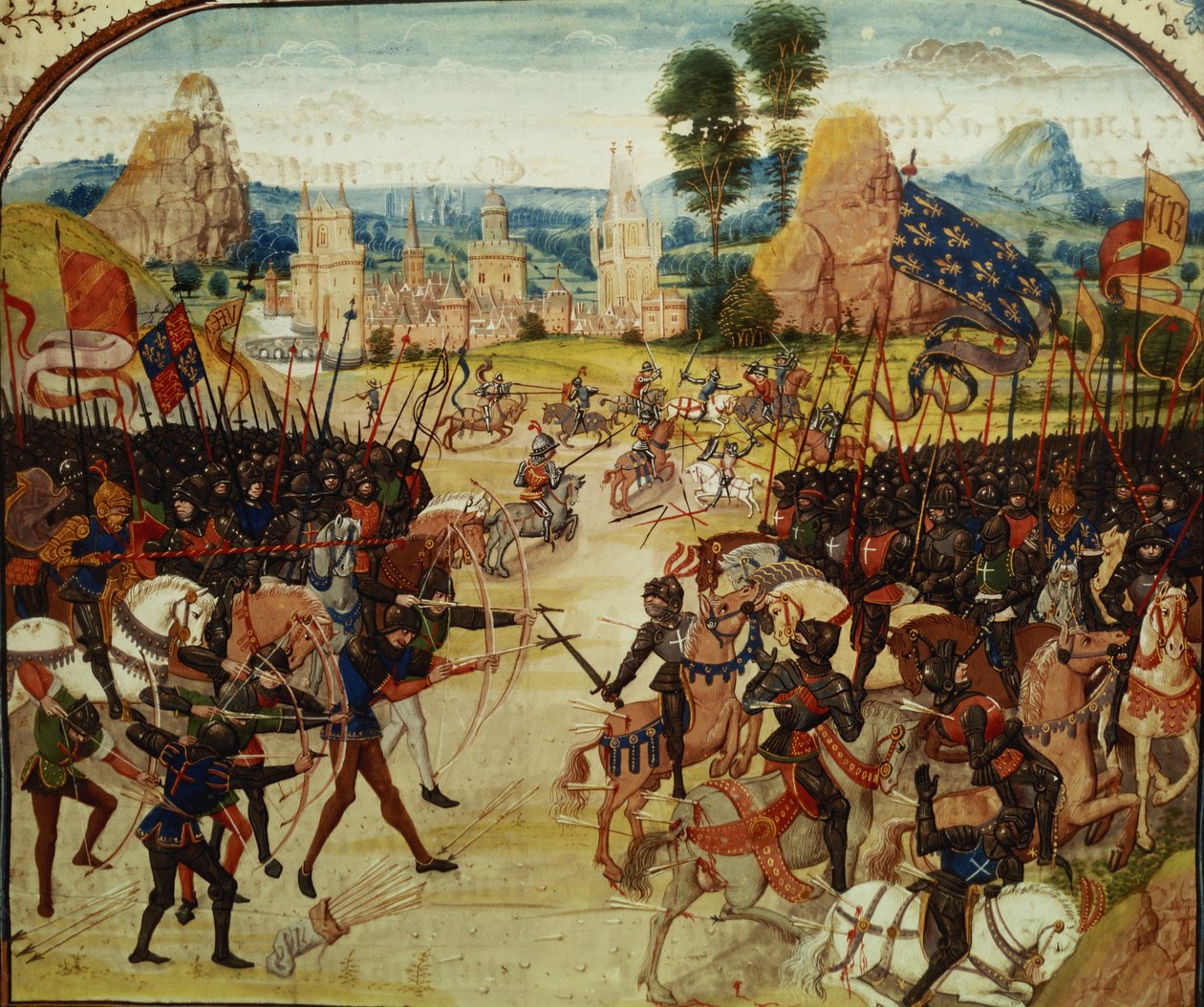 Pá 2643 f.207 Bitva u Poitiers, 1356, z Froissartovy kroniky od French School