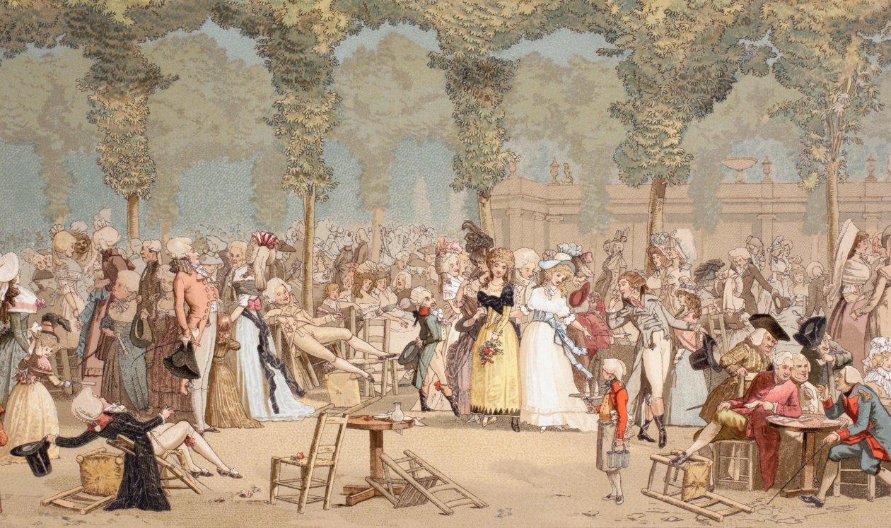 Zahrada na Palais-Royal v 18. století v Paříži, 1875 od French School