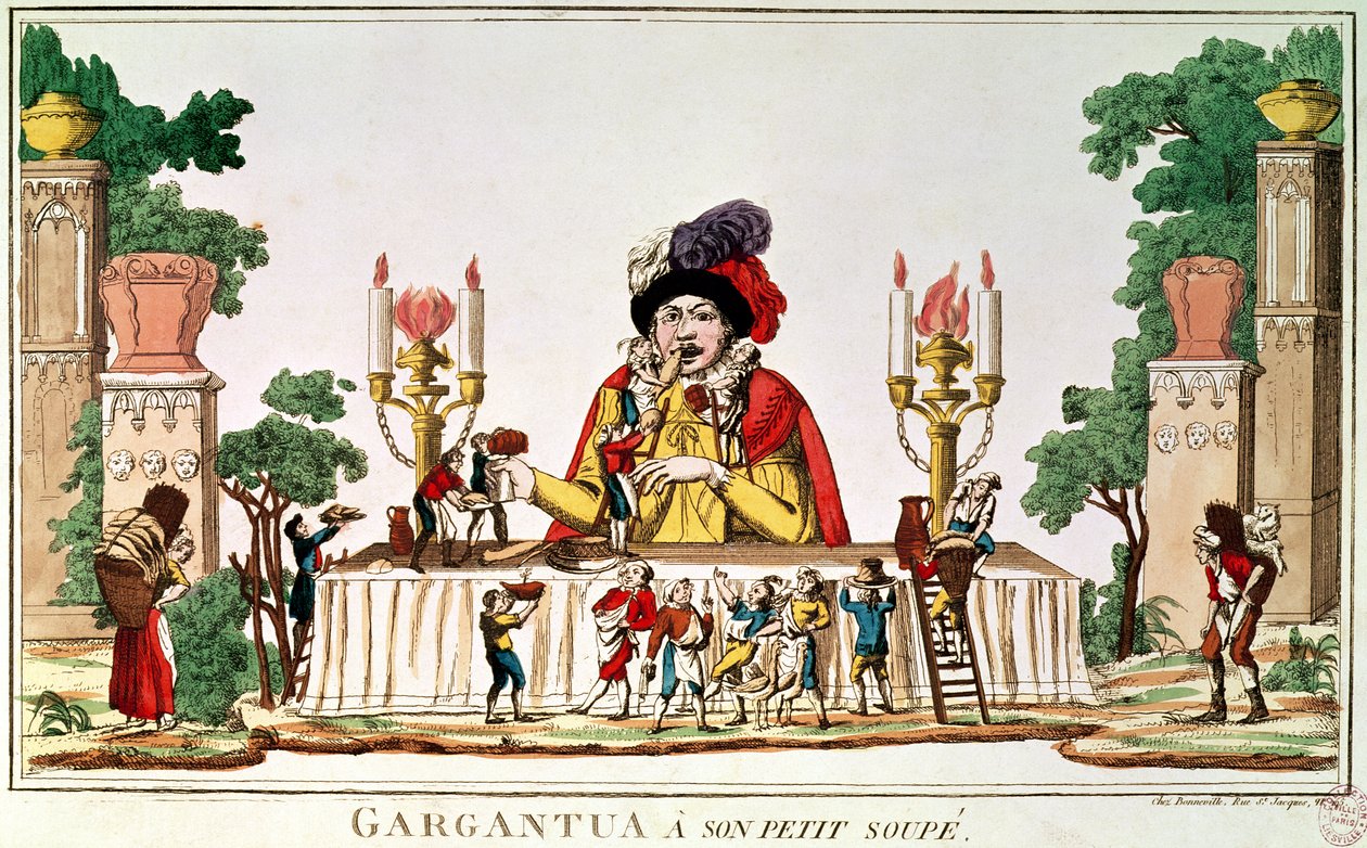 Gargantua při své Malé večeři, kolem roku 1800 od French School