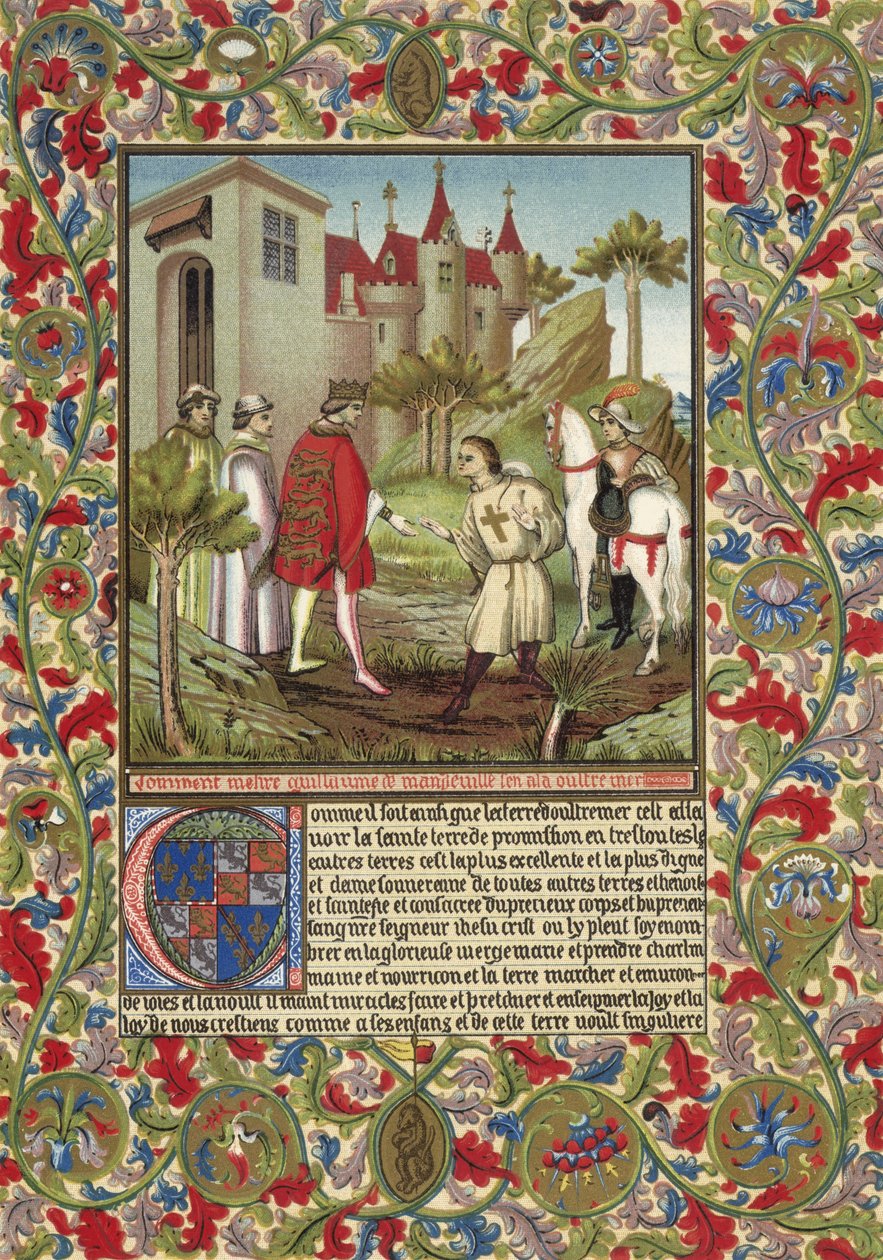 Guillaume de Mandeville, 3. hrabě z Essexu, se setkává s Richardem Lví srdce (chromolitografie) od French School