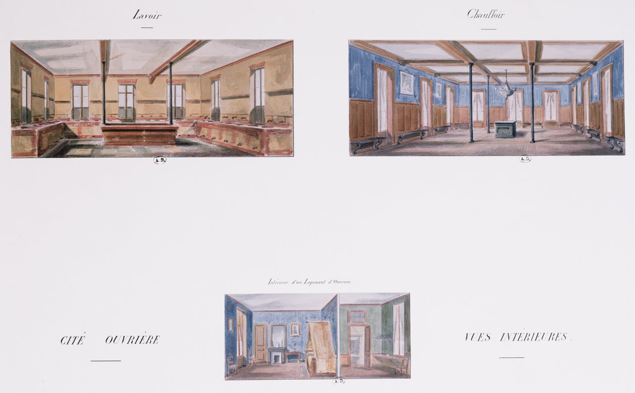 Návrhy interiérů pro sídliště Napoleon, 58 rue Rochechouart, Paříž, 1849 od French School