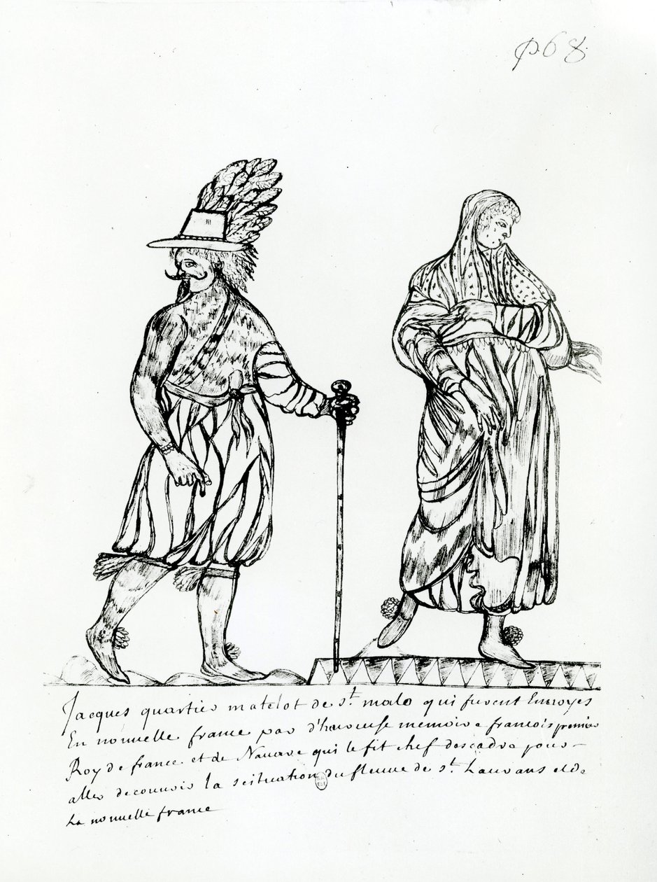 Jacques Cartier (1491-1557) z ‚Raretes des Indes sauvage‘, Codex Canadiensis od French School