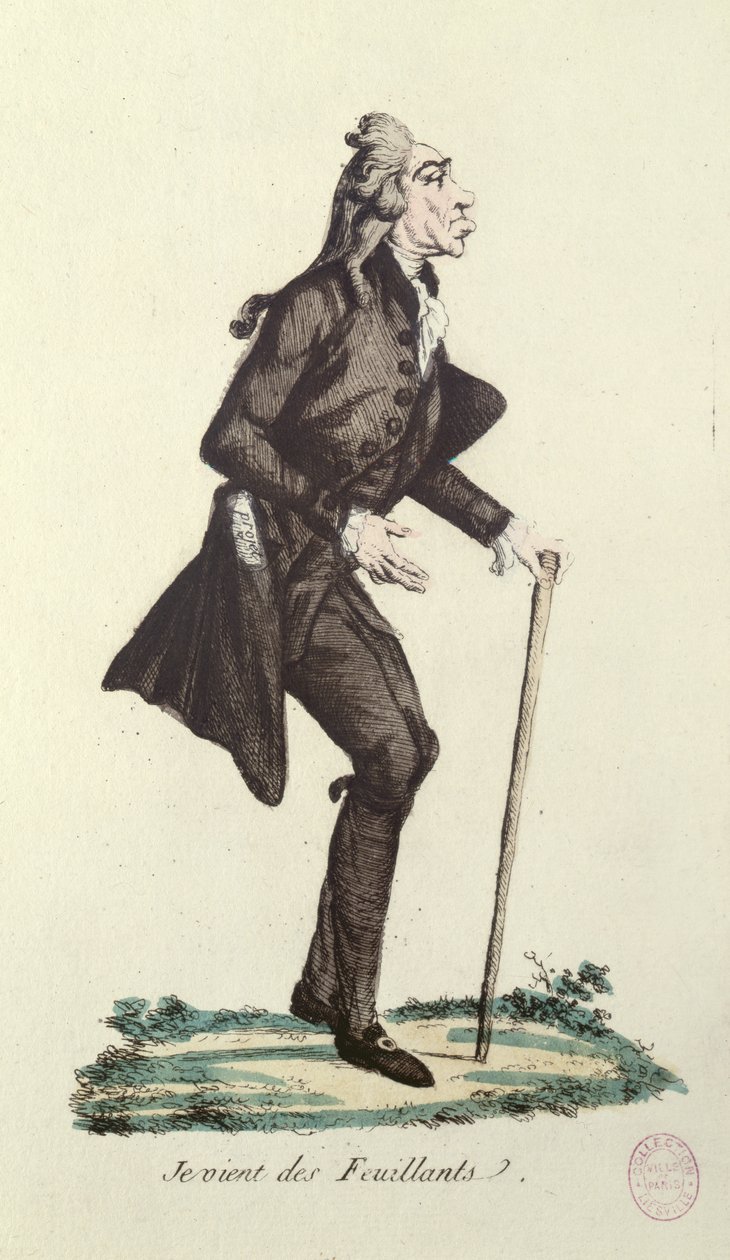 Je Viens des Feuillants, karikatura Francouzské revoluce, kolem 1791-92 (barevný lept) od French School