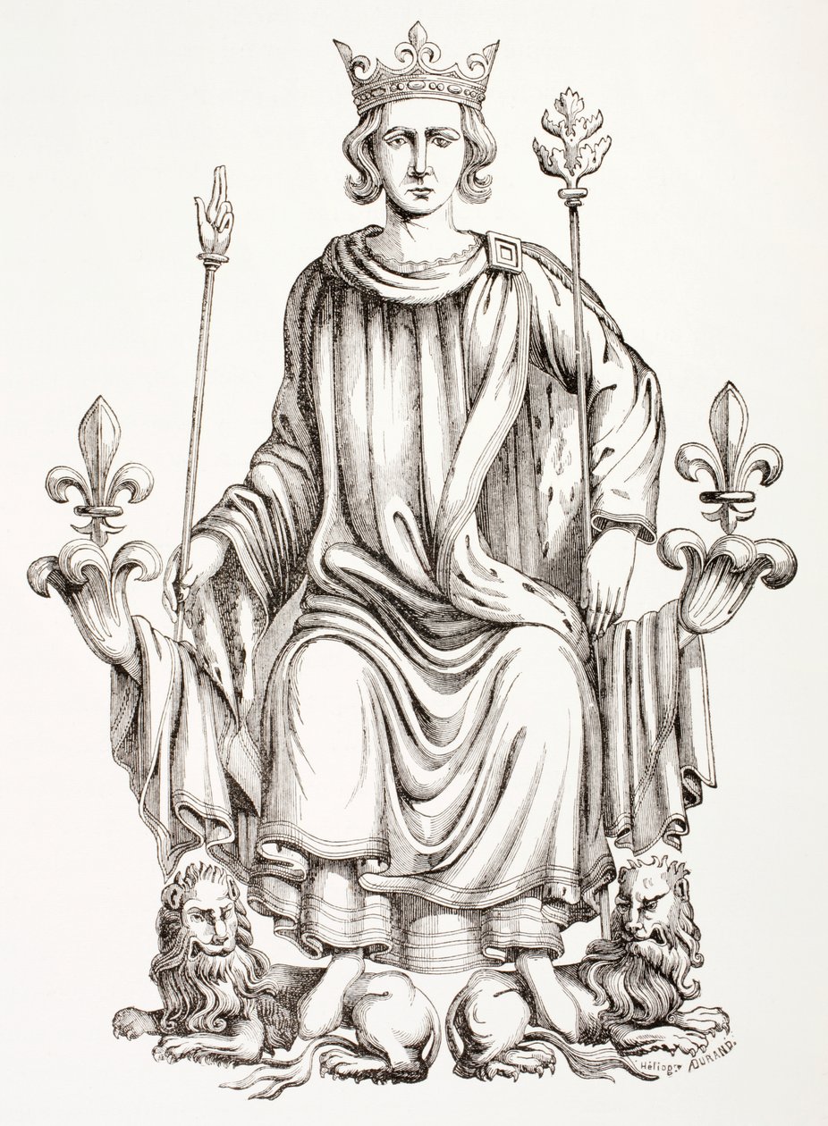 Francouzský král Karel VI. na svém trůnu, z „Les Arts au Moyen Age“, vydáno 1873 od French School