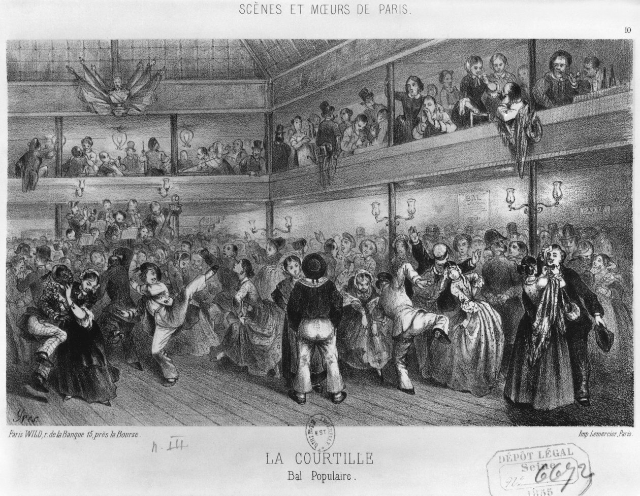 La Courtille, populární tanec, rytina Yves (19. století) od French School