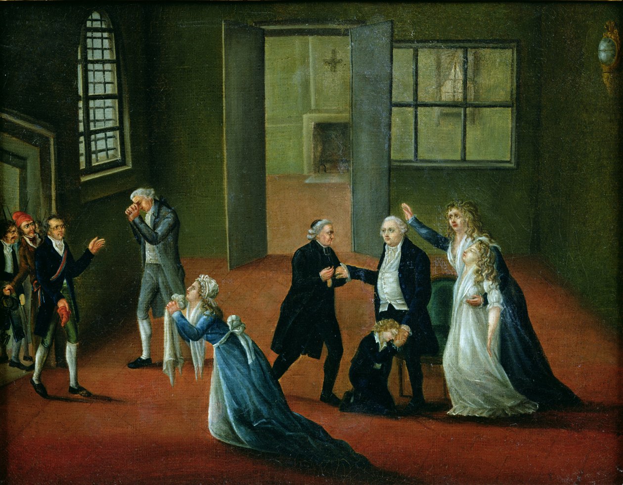 Ludvík XVI. (1754-93) se loučí se svou rodinou, 20. ledna 1793 od French School