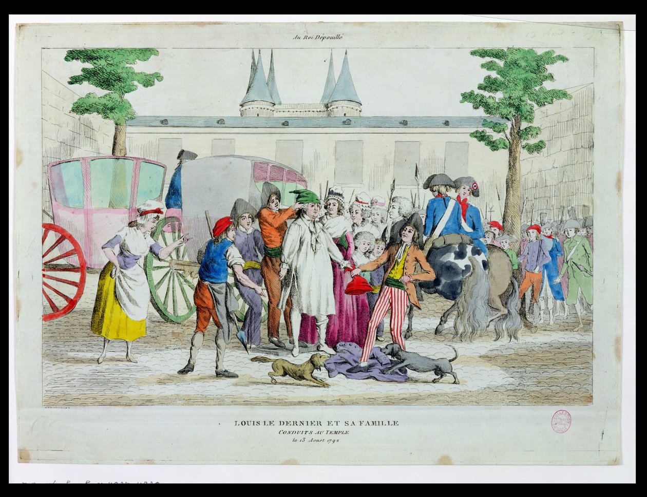 Ludvík XVI. (1754-93) a jeho rodina převezena do chrámu, 13. srpna 1792 od French School