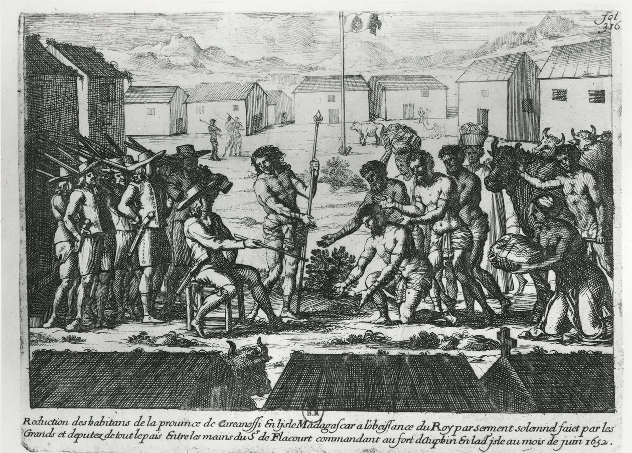 Madagaskar předání Etienne Flacourtovi (1607-60) 1652 od French School