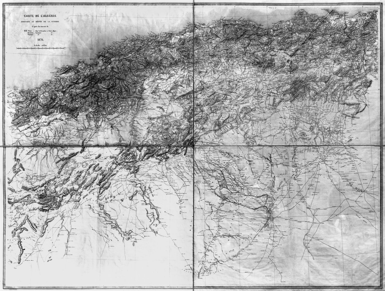 Mapa Alžírska, 1876 od French School