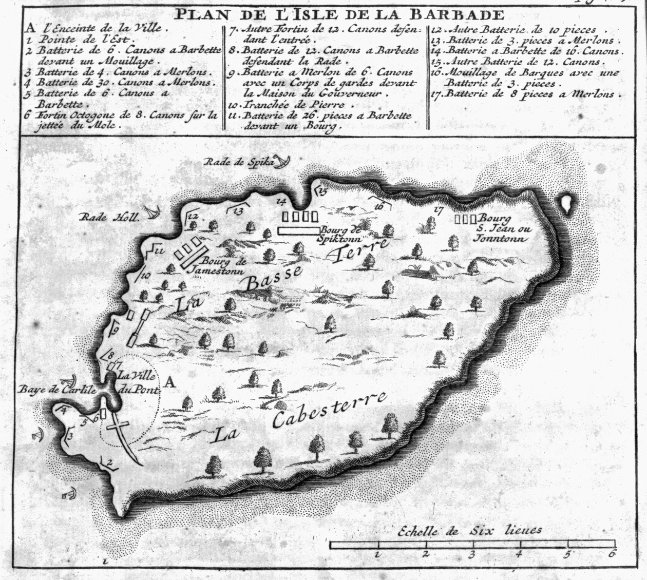 Mapa Barbadosu od French School