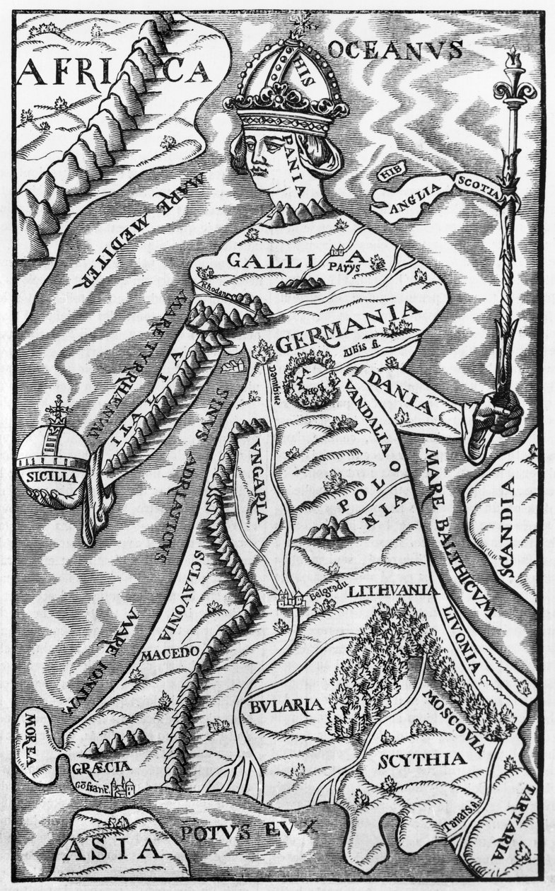 Mapa Evropy, ilustrace z Le Magasin Pittoresque, 1849 od French School