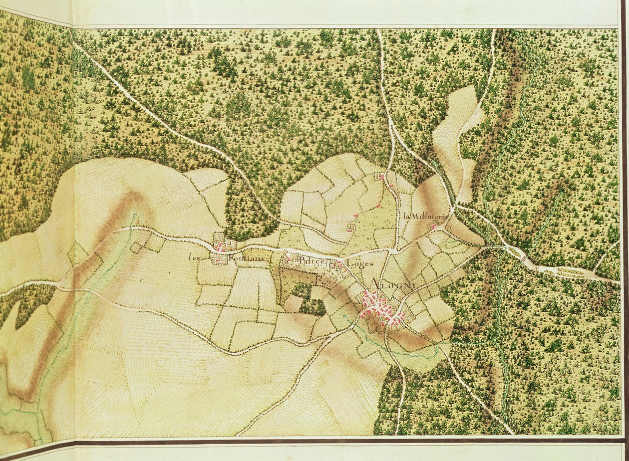 Mapa oblasti Bourges od French School