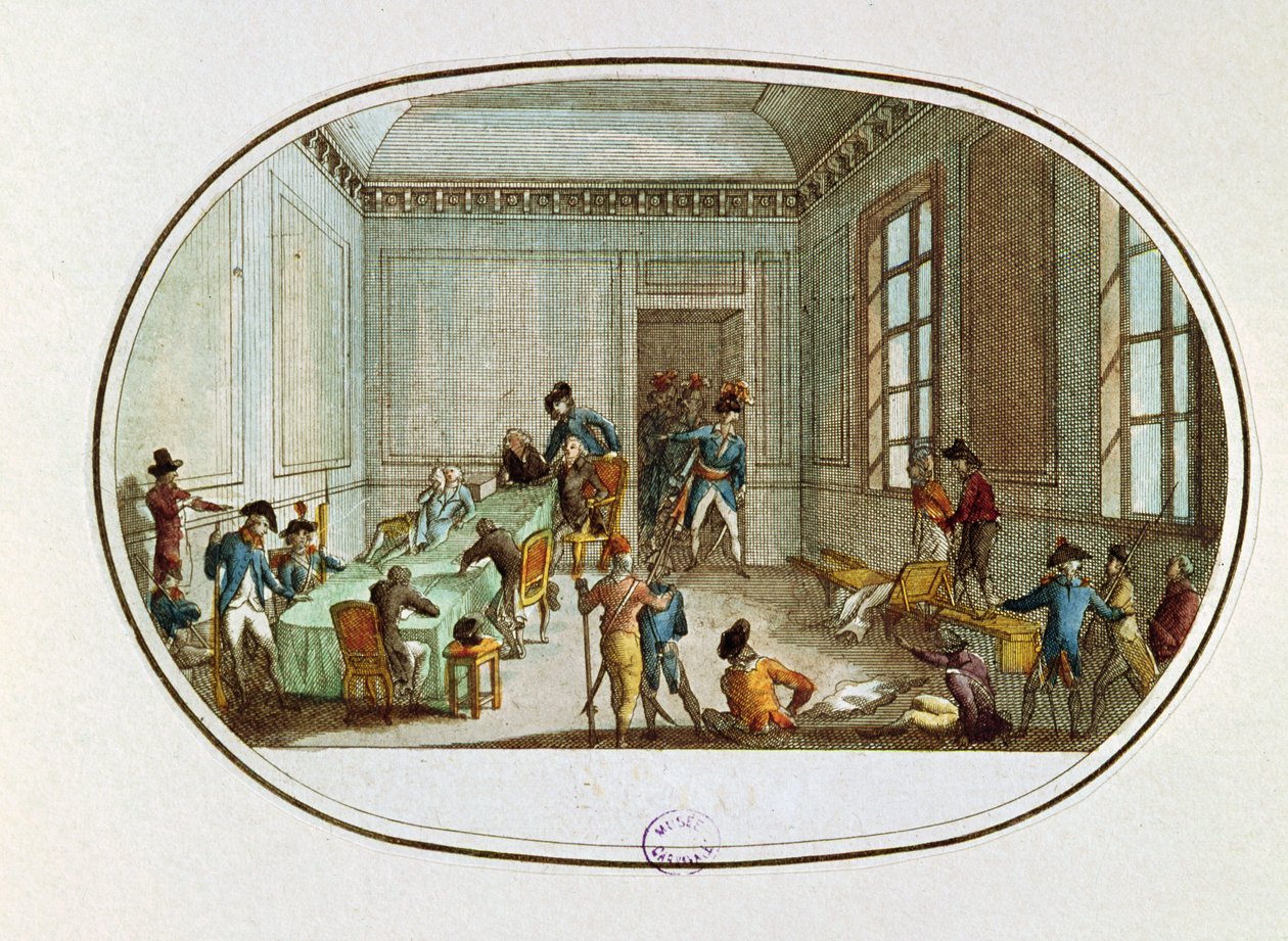 Maximilien de Robespierre (1758-94) zraněn v předsíni Comite de Salut Public, 10 Thermidor An II (28. července 1794) od French School