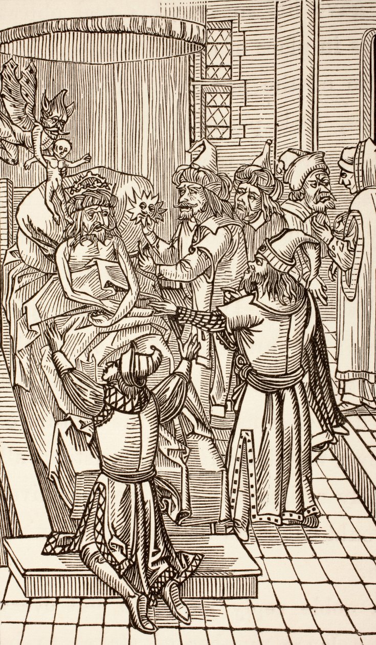 Mehmed II., sultán Osmanské říše, na smrtelné posteli, z knihy „Vojenský a náboženský život ve středověku“ od Paula Lacroixe, vydaná v Londýně kolem roku 1880 od French School